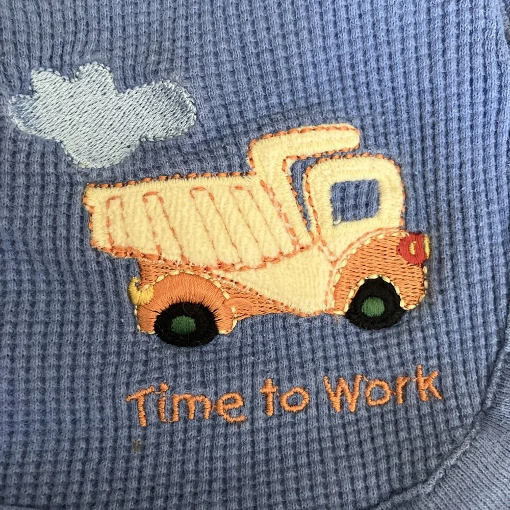 Dump Truck Blue Thermal Waffle Weave Blanket Time To Work Baby Connection 29x29